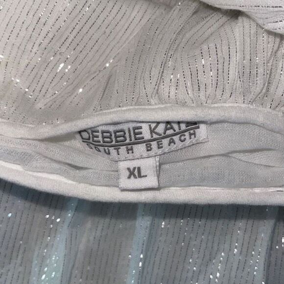 Debbie Katz Womens Tierred Pleated Sleeveless Boho Maxi Dress White Silver Size - Picture 6 of 7